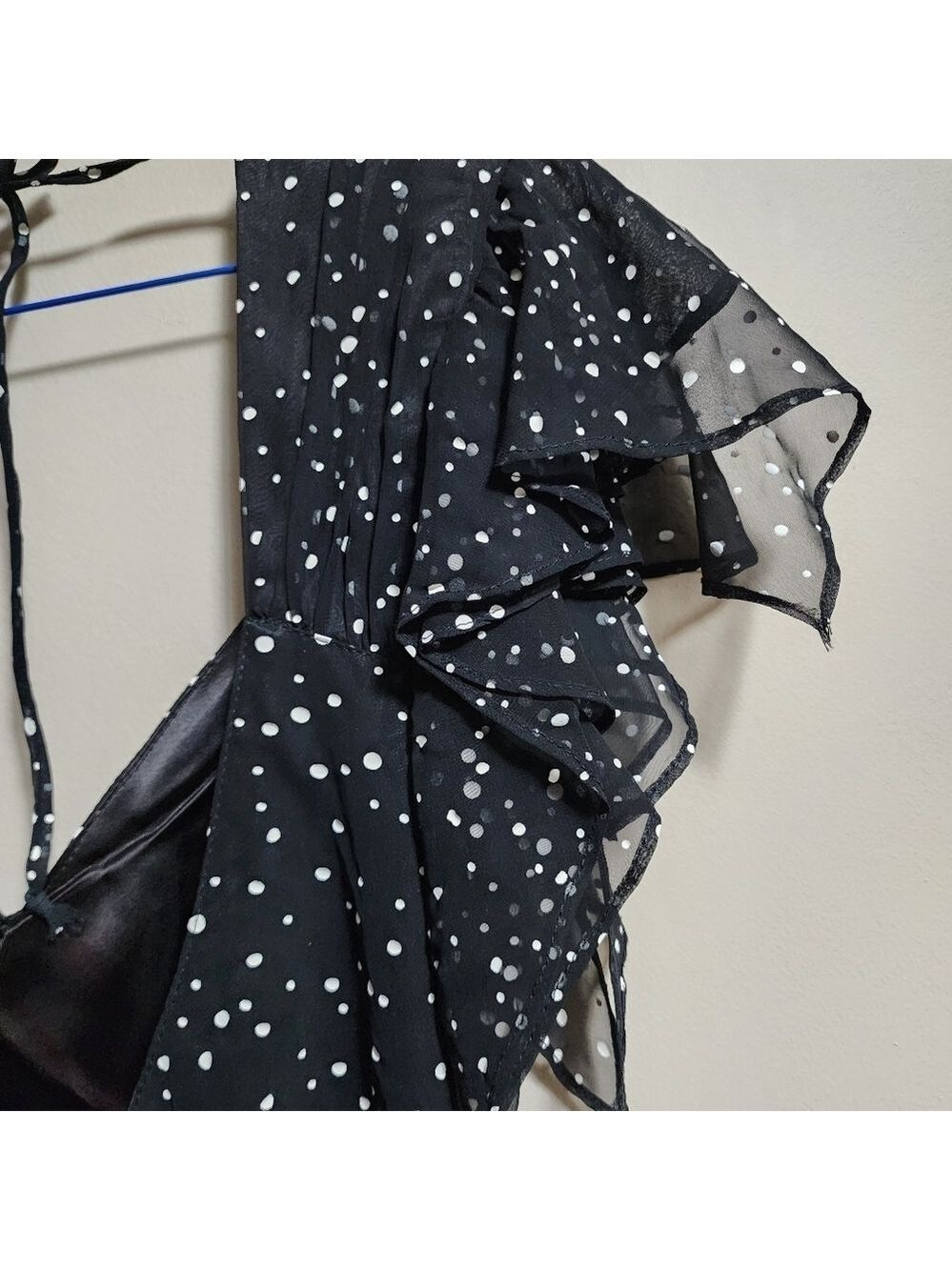 Vintage New Leaf Vneck polka dots draped midi dress size 6 - Picture 6 of 8